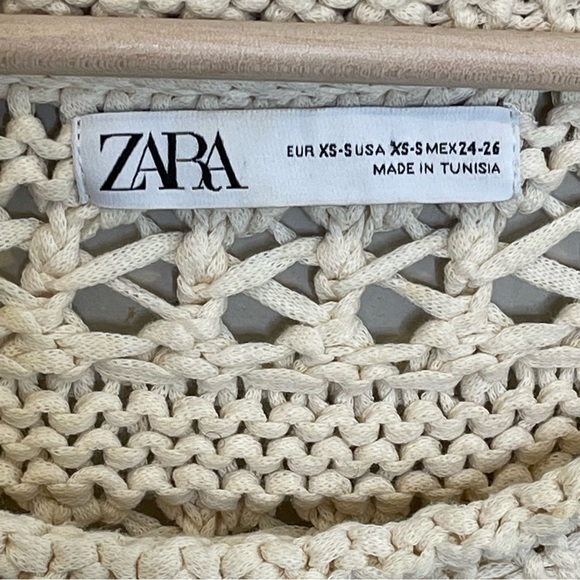 Zara Oversized Crochet Open Knit Pullover Striped Sweater Size XS S Boho Beach - Picture 9 of 16